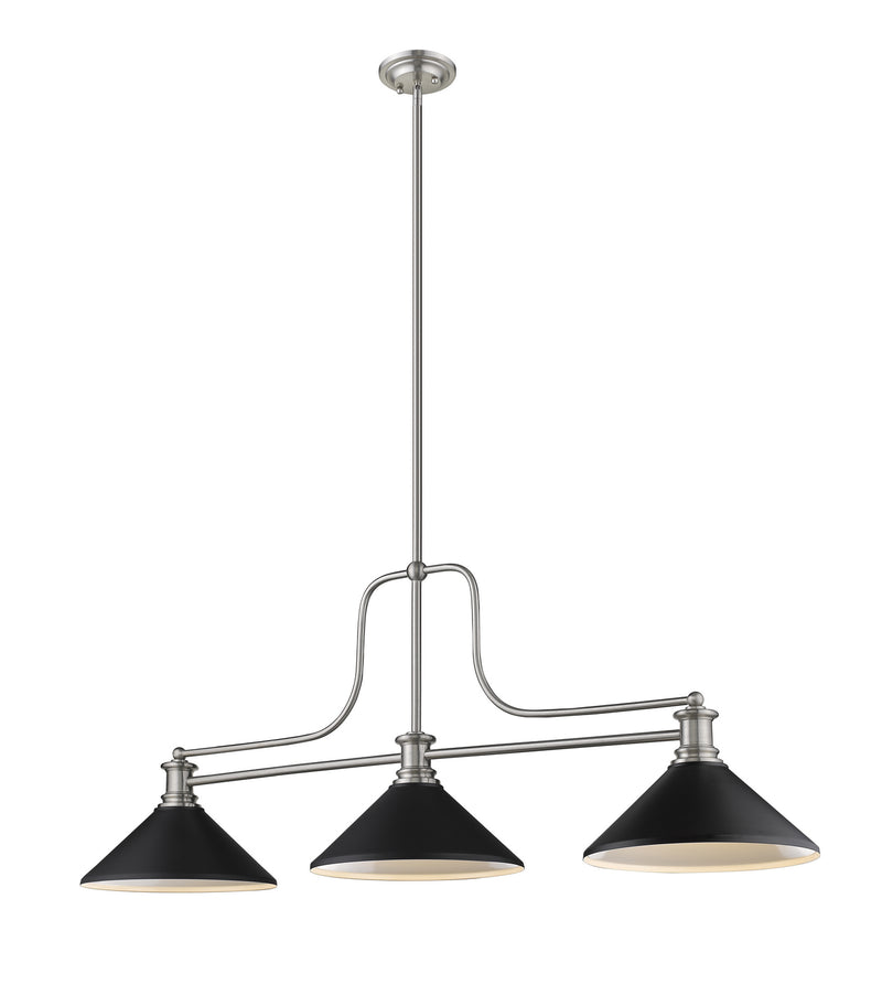 Z-Lite 725-3BN-MMB Three Light Billiard, Brushed Nickel