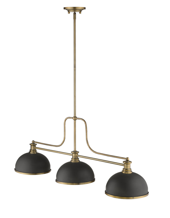 Z-Lite 725-3HBR-D12BRZ+HBR Three Light Billiard, Heritage Brass