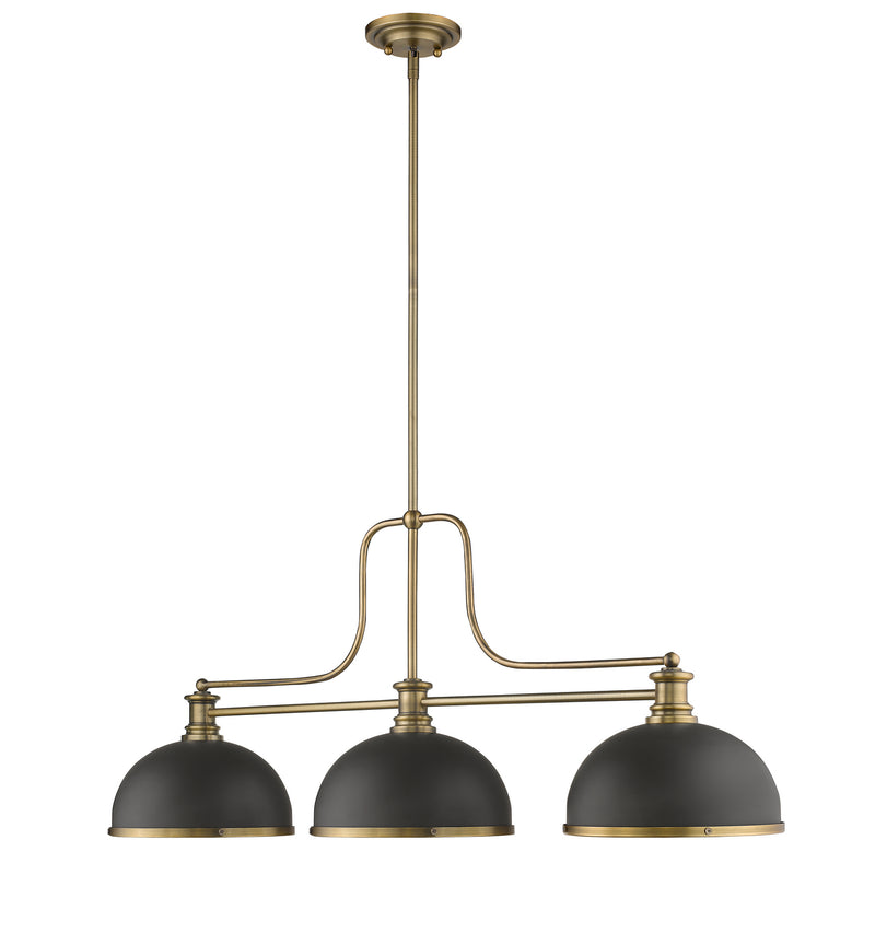 Z-Lite 725-3HBR-D12BRZ+HBR Three Light Billiard, Heritage Brass