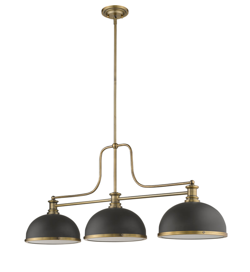 Z-Lite 725-3HBR-D12BRZ+HBR Three Light Billiard, Heritage Brass