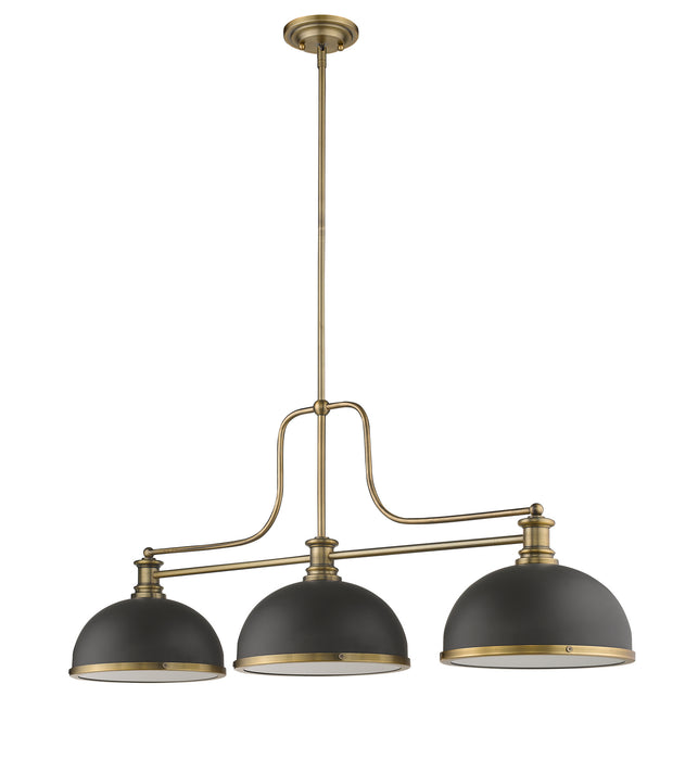 Z-Lite 725-3HBR-D12BRZ+HBR Three Light Billiard, Heritage Brass