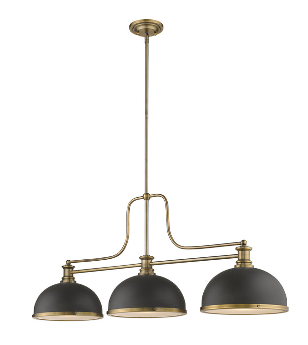 Z-Lite 725-3HBR-D12BRZ+HBR Three Light Billiard, Heritage Brass