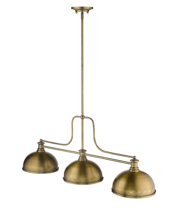 Z-Lite 725-3HBR-D12HBR Three Light Billiard, Heritage Brass