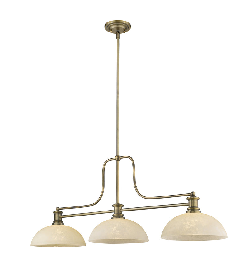Z-Lite 725-3HBR-DGM14 Three Light Billiard, Heritage Brass
