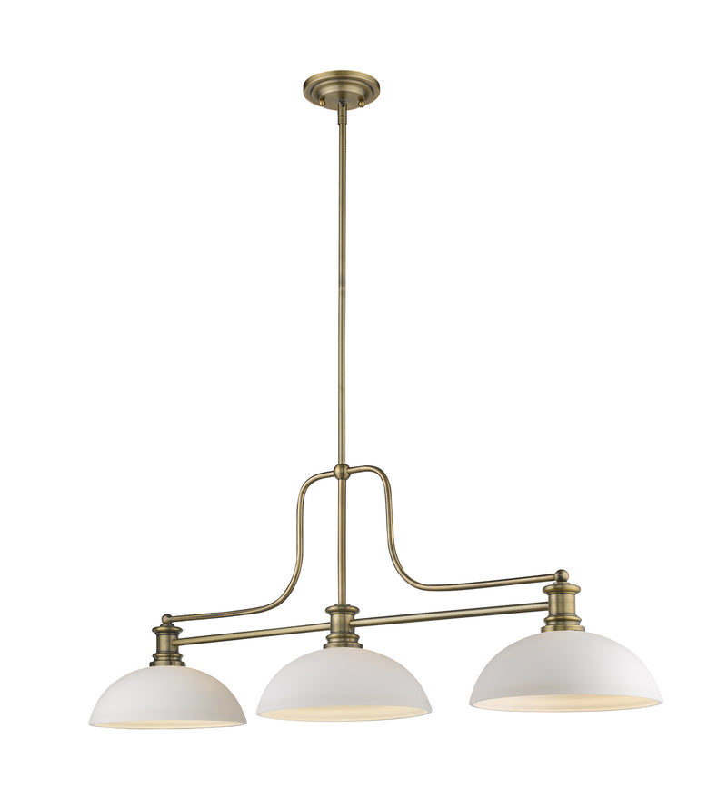 Z-Lite 725-3HBR-DMO14 Three Light Billiard, Heritage Brass