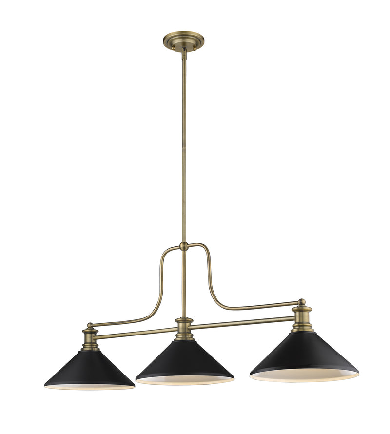 Z-Lite 725-3HBR-MMB Three Light Billiard, Heritage Brass