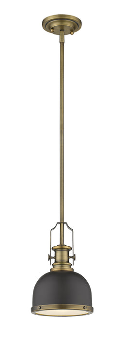 Z-Lite 725MP-BRZ+HBR One Light Pendant, Bronze + Heritage Brass