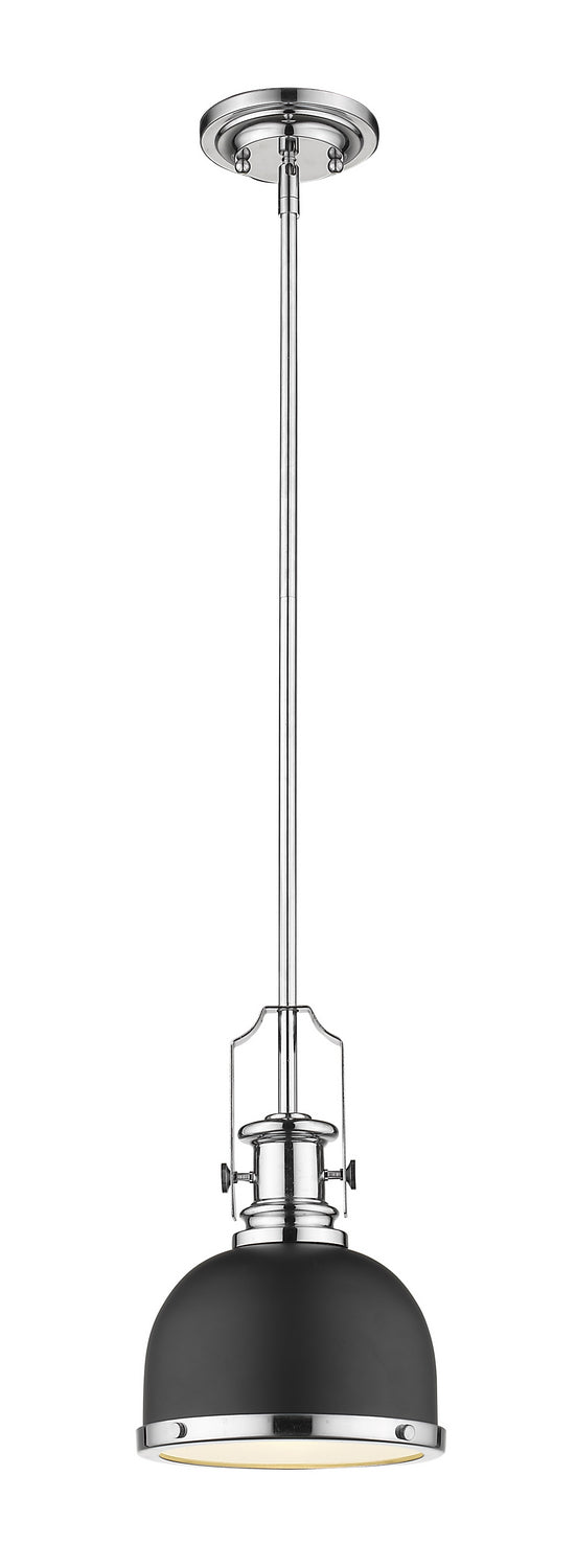 Z-Lite 725MP-MB+CH One Light Pendant, Matte Black + Chrome