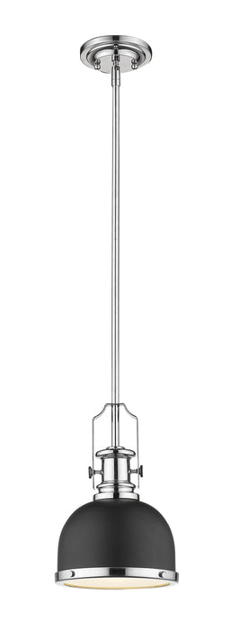Z-Lite 725MP-MB+CH One Light Pendant, Matte Black + Chrome
