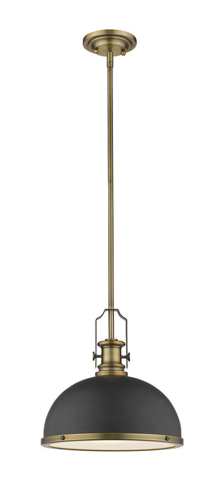 Z-Lite 725P12-BRZ+HBR One Light Pendant, Bronze + Heritage Brass