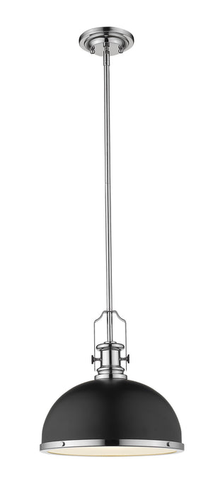 Z-Lite 725P12-MB+CH One Light Pendant, Matte Black + Chrome