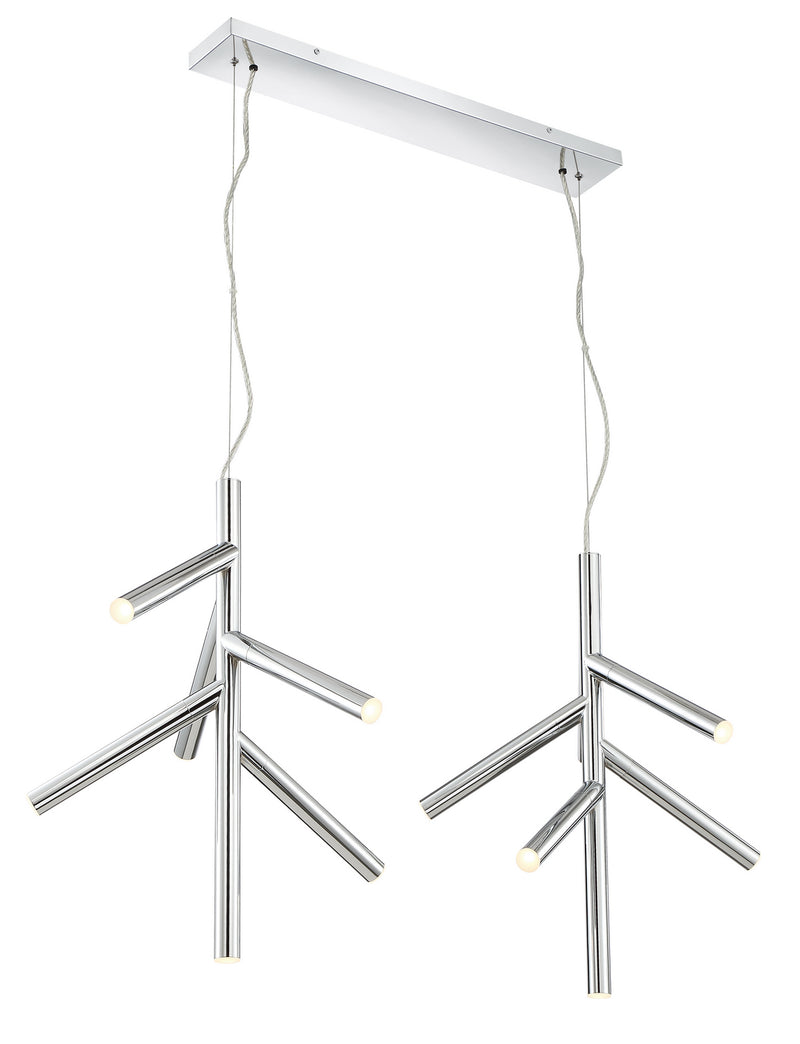 Z-Lite 917-6CH-LED-2LCH LED Linear Chandelier, Chrome