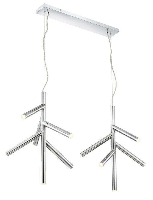 Z-Lite 917-6CH-LED-2LCH LED Linear Chandelier, Chrome