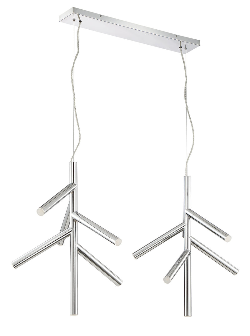 Z-Lite 917-6CH-LED-2LCH LED Linear Chandelier, Chrome