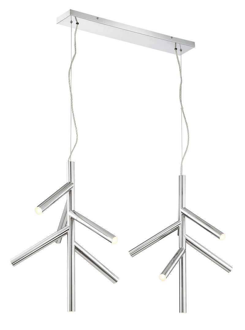 Z-Lite 917-6CH-LED-2LCH LED Linear Chandelier, Chrome