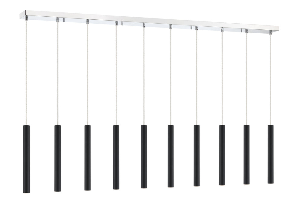 Z-Lite 917MP12-MB-LED-10LCH LED Linear Chandelier, Chrome