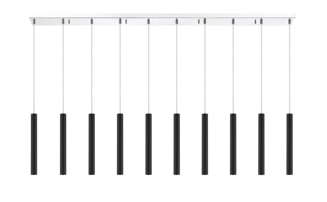 Z-Lite 917MP12-MB-LED-10LCH LED Linear Chandelier, Chrome