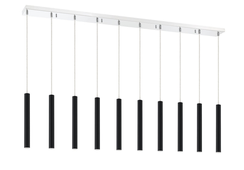Z-Lite 917MP12-MB-LED-10LCH LED Linear Chandelier, Chrome