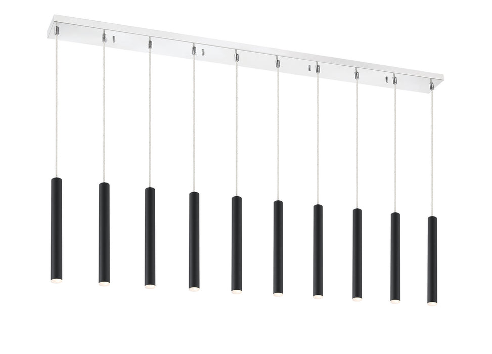 Z-Lite 917MP12-MB-LED-10LCH LED Linear Chandelier, Chrome