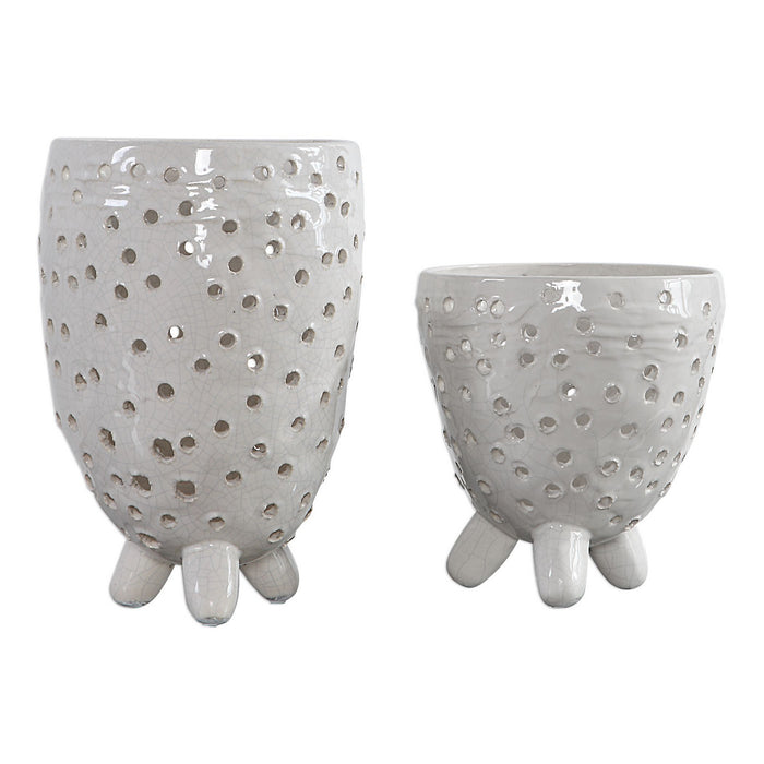 Uttermost 17527 Vases, S/2, Textured Crackled Ivor