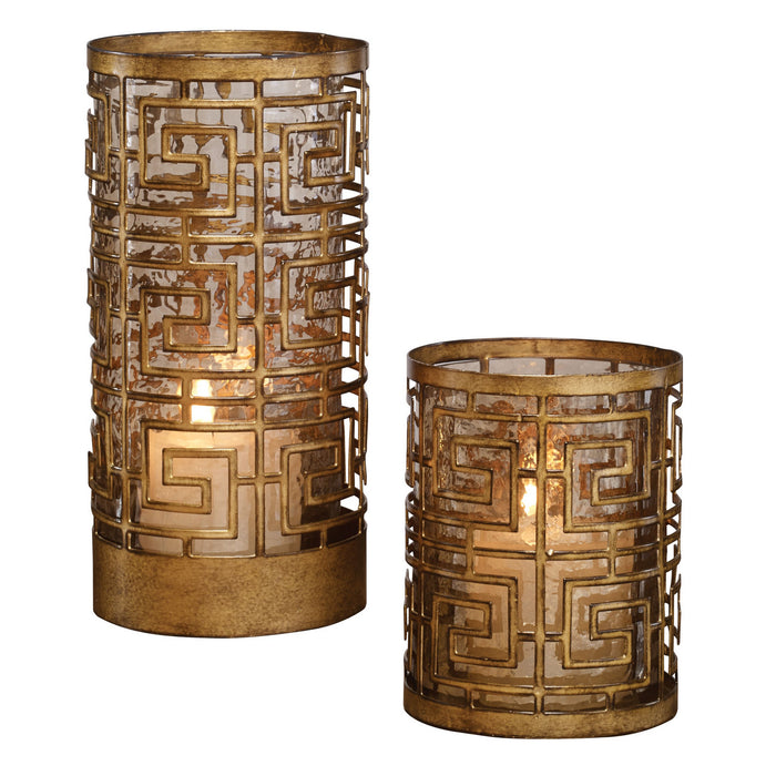 Uttermost 18953 Candleholders, Set/2, Antiqued Gold