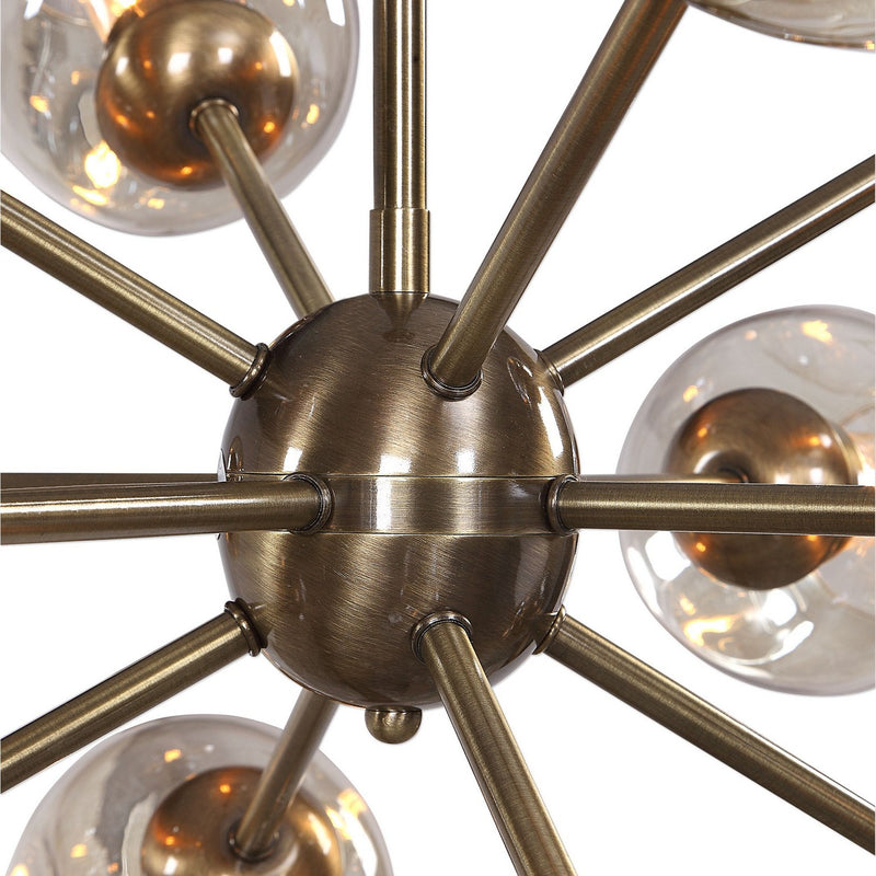 Uttermost 21325 12 Light Chandelier, Antique Brass
