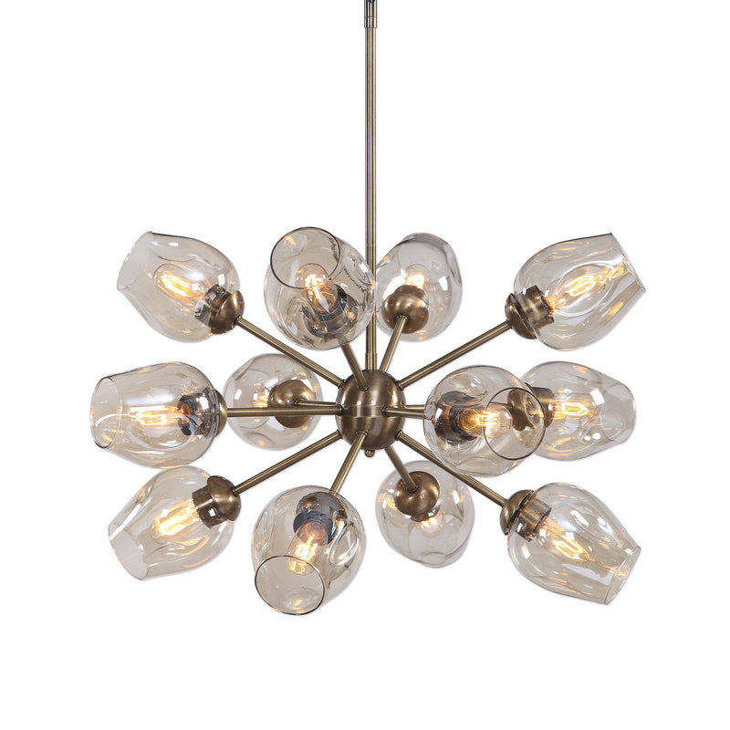 Uttermost 21325 12 Light Chandelier, Antique Brass
