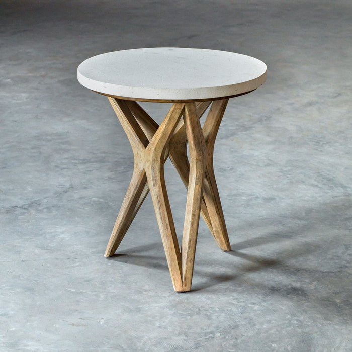 Uttermost 25437 Accent Table, Mixed Woods With An Natural Ivory