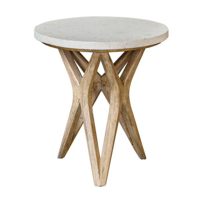 Uttermost 25437 Accent Table, Mixed Woods With An Natural Ivory