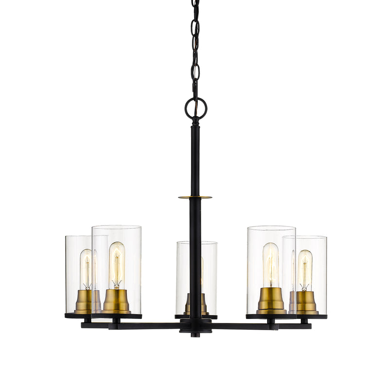 Millennium 3485-MB/HBZ Five Light Chandelier, Matte Black/Heirloom Bronze