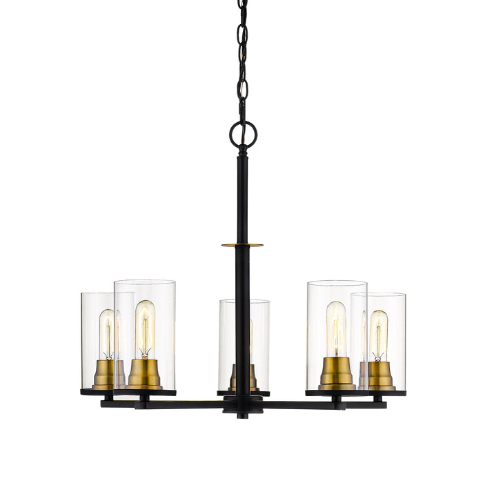 Millennium 3485-MB/HBZ Five Light Chandelier, Matte Black/Heirloom Bronze