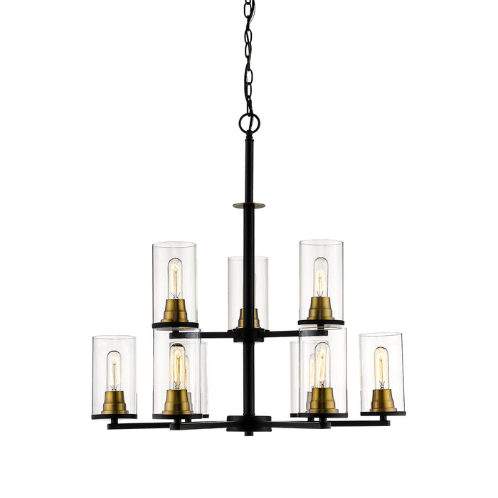 Millennium 3489-MB/HBZ Nine Light Chandelier, Matte Black/Heirloom Bronze