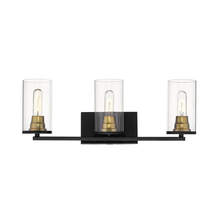 Millennium 3493-MB/HBZ Three Light Vanity, Matte Black/Heirloom Bronze