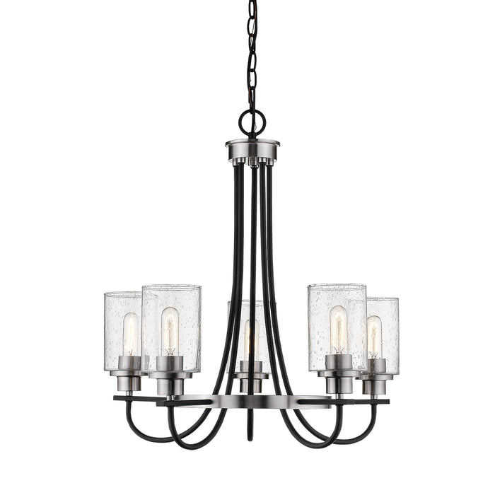 Millennium 3505-MB/BN Five Light Chandelier, Matte Black/Brushed Nickel