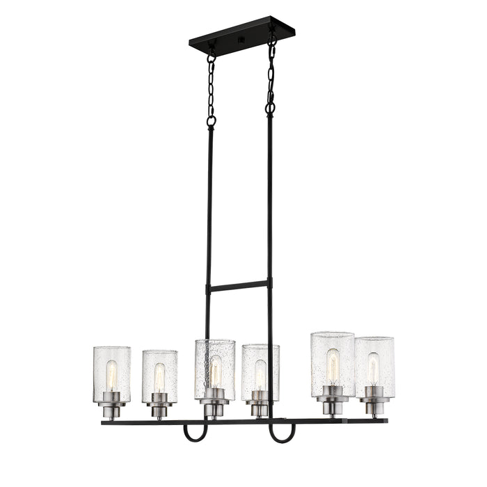 Millennium 3506-MB/BN Six Light Island Pendant, Matte Black/Brushed Nickel