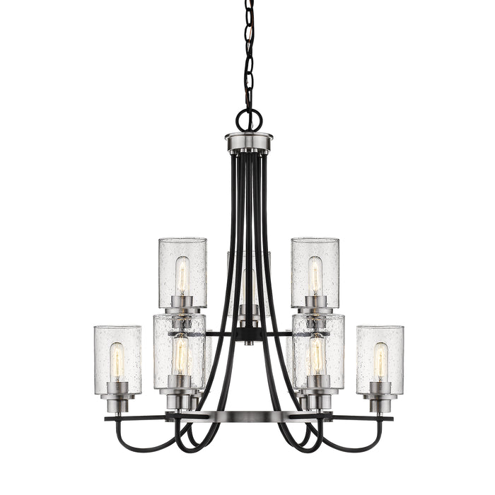 Millennium 3509-MB/BN Nine Light Chandelier, Matte Black/Brushed Nickel