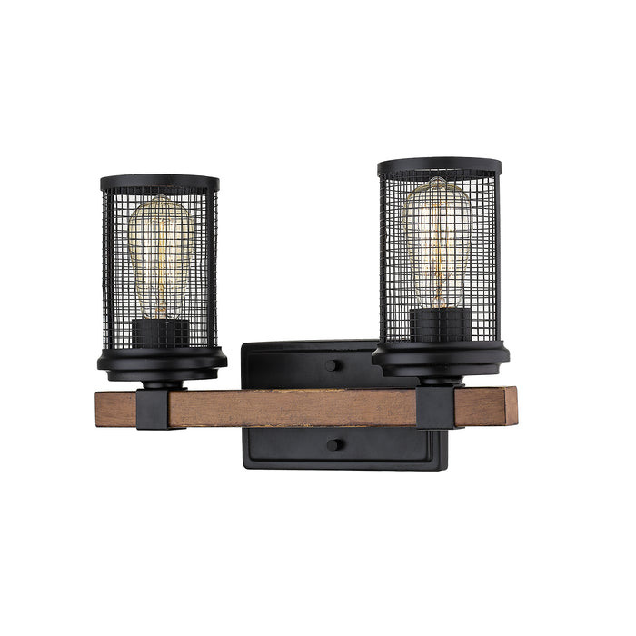 Millennium 3532-MB/WG Two Light Vanity, Matte Black/Wood Grain