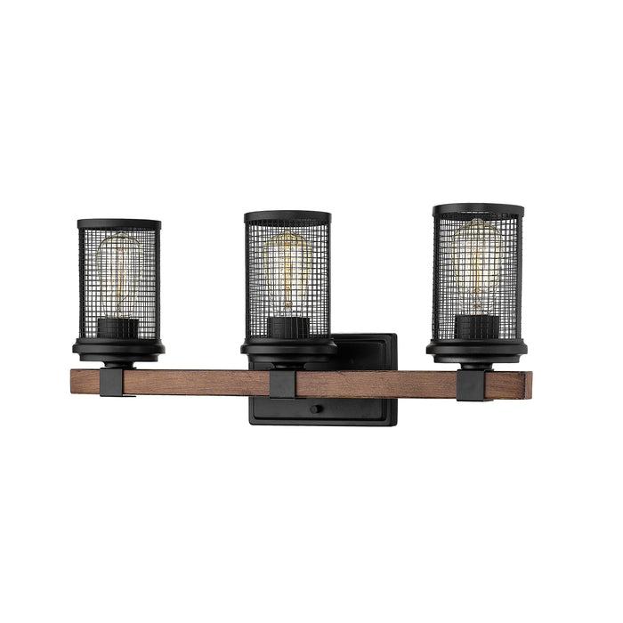 Millennium 3533-MB/WG Three Light Vanity, Matte Black/Wood Grain