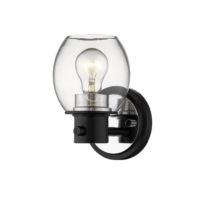 Millennium 3551-MB/PN One Light Wall Sconce, Matte Black/Polished Nickel