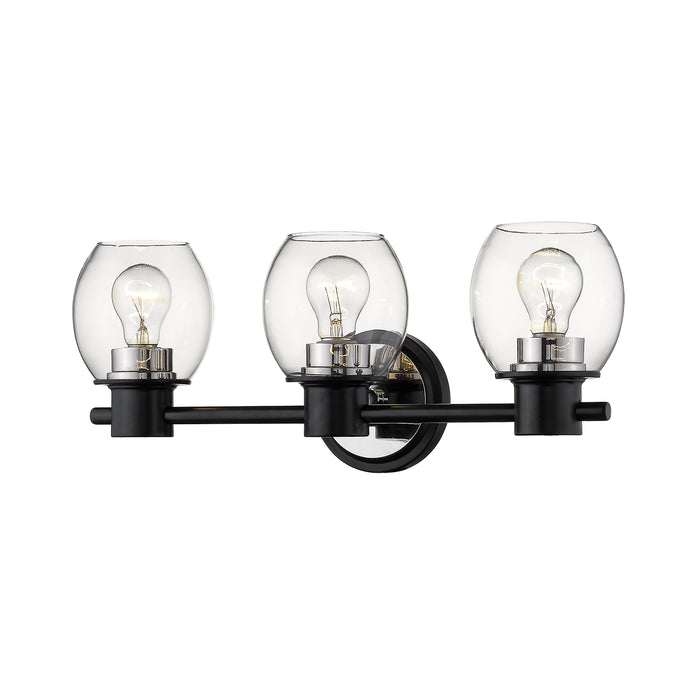 Millennium 3553-MB/PN Three Light Vanity, Matte Black/Polished Nickel