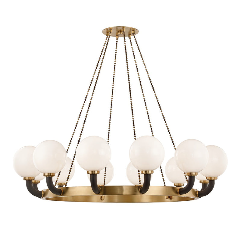 Hudson Valley 3660-AGB/BK 12 Light Chandelier, Aged Brass/Black