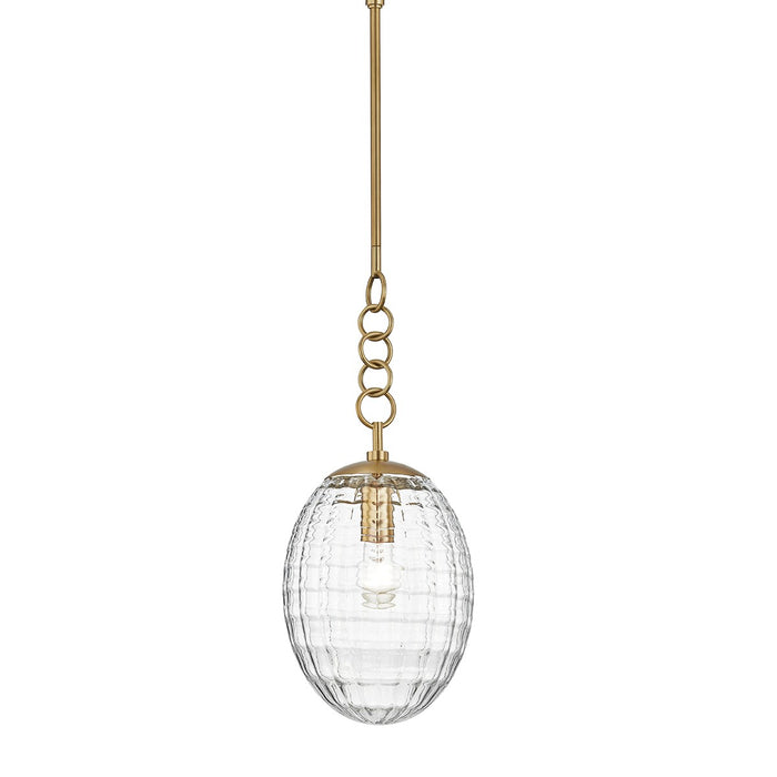 Hudson Valley 4908-AGB One Light Pendant, Aged Brass
