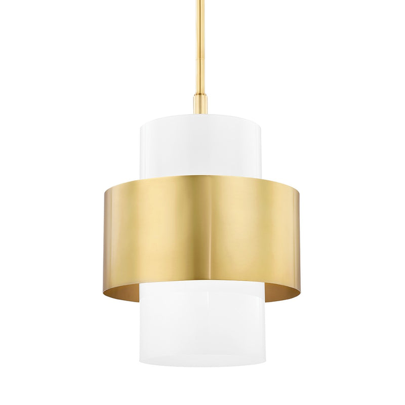 Hudson Valley 8615-AGB One Light Pendant, Aged Brass