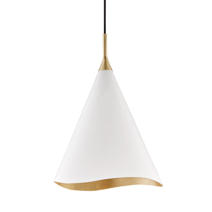 Hudson Valley 9613-GL/WHT One Light Pendant, Gold Leaf/Soft Off White Combo