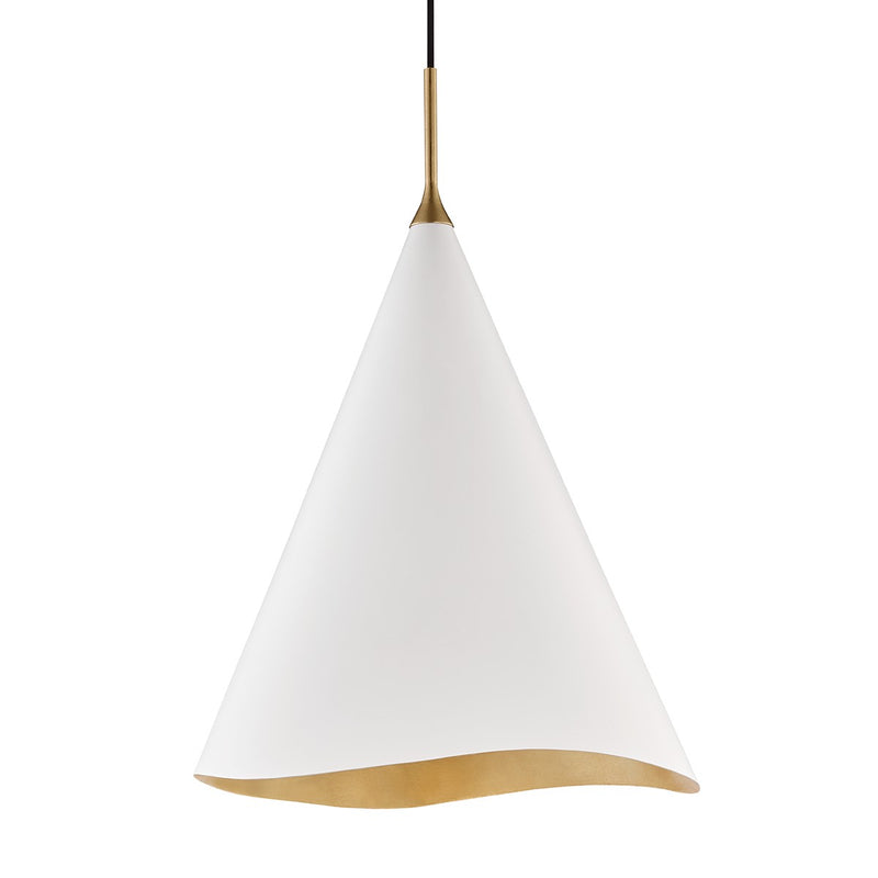 Hudson Valley 9618-GL/WHT One Light Pendant, Gold Leaf/Soft Off White Combo