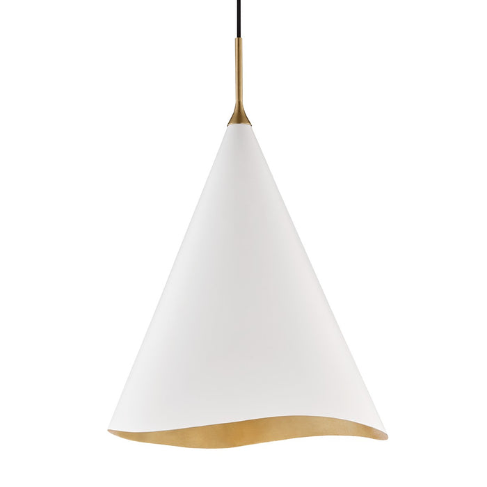 Hudson Valley 9618-GL/WHT One Light Pendant, Gold Leaf/Soft Off White Combo