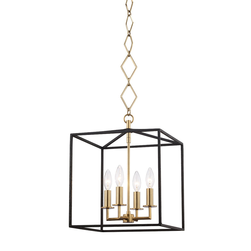 Hudson Valley BKO150-AGB/BK Four Light Lantern, Aged Brass/Black