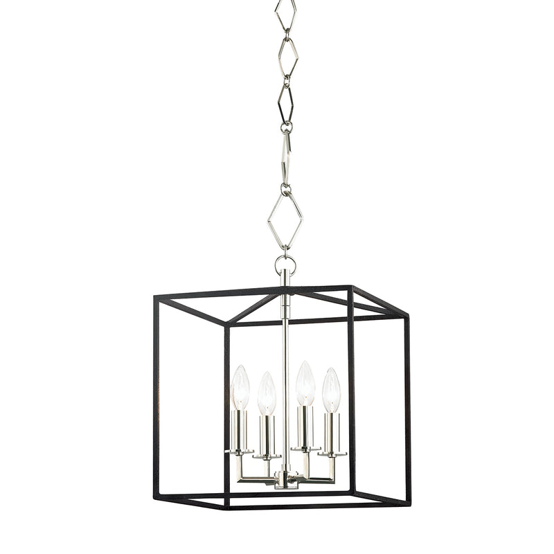 Hudson Valley BKO150-PN/BK Four Light Lantern, Polished Nickel
