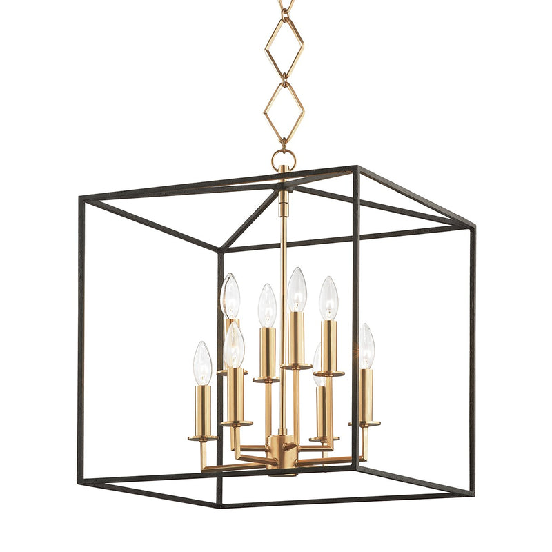 Hudson Valley BKO151-AGB/BK Eight Light Lantern, Aged Brass/Black