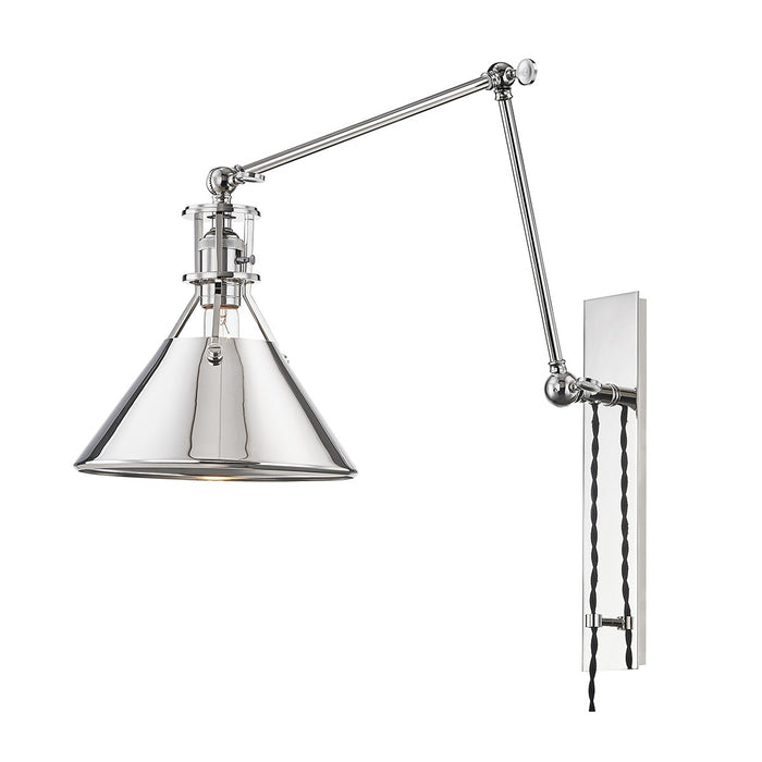 Hudson Valley MDS953-PN One Light Swing Arm Wall Sconce, Polished Nickel